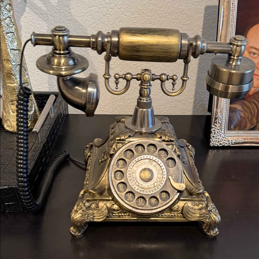 Vintage Brass Rotary Telephone (home decor)
